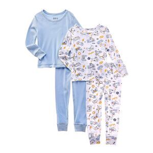 Only Boys Boys 4Pc Just Chill Yummy & Brushed Waffle Pajama Set, Blue